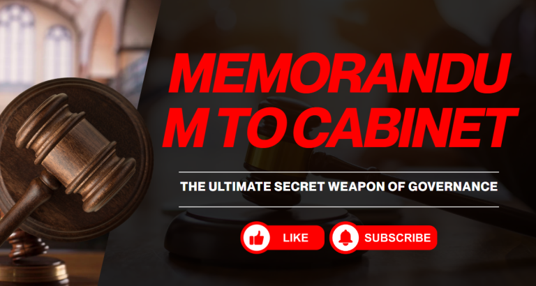 Detailed diagram showing the lifecycle of a memorandum to cabinet from drafting to royal assent.